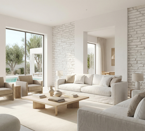 Armorique White Modern villa living room